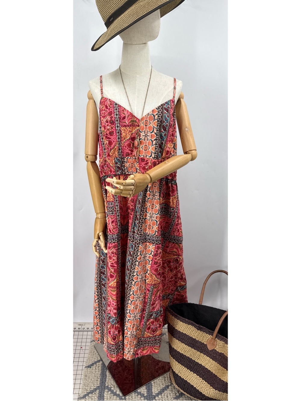 Old Navy Waist-Defined patchwork Paisley print Cami Midi Dress XXL - Picture 14 of 15